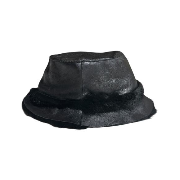 Genuine leather and fur bucket hat - Picture 1 of 3